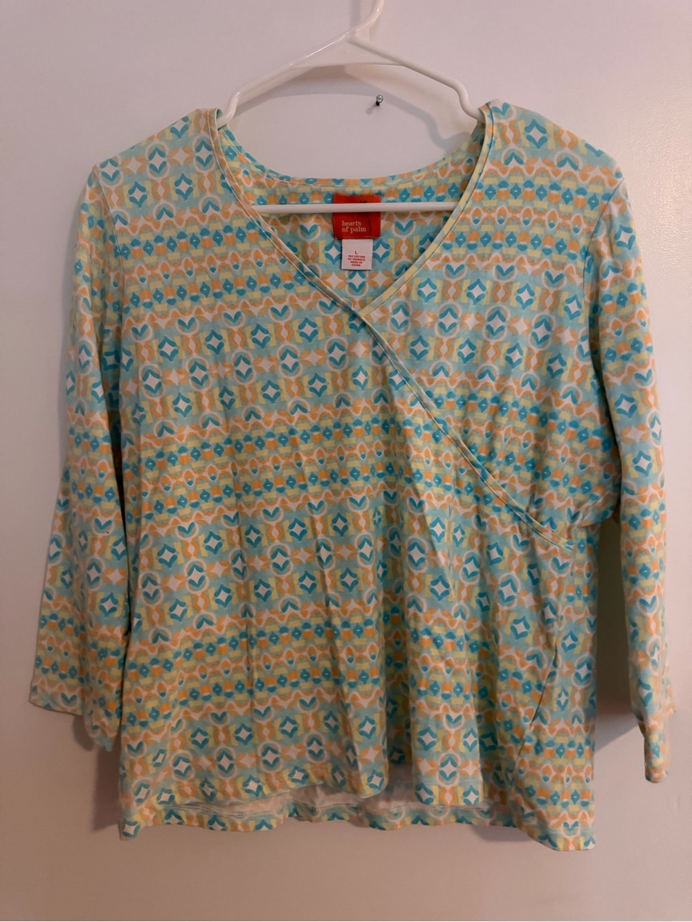 hearts of palm Blue and Yellow Patterned Women's Top